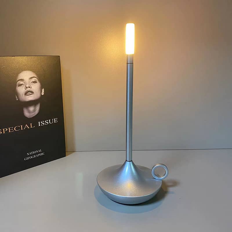 LED Cylinder Table Lamp - Aluminium - Modern Style - Rechargeable - Image 6