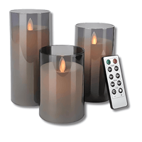 LED Glass Candle Set - Realistic Flickering Flameless Candles - Modern Table Lamps