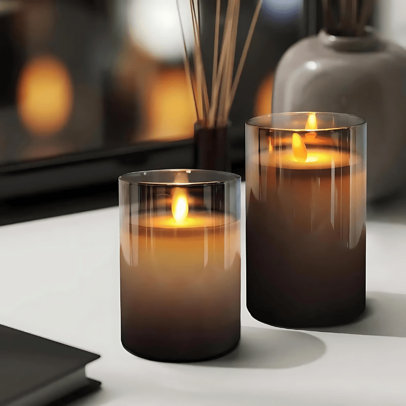 LED Glass Candle Set - Realistic Flickering Flameless Candles - Modern Table Lamps - Image 5