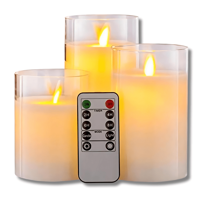 LED Glass Candle Set - Realistic Flickering Flameless Candles - Modern Table Lamps - Image 6