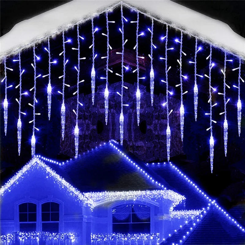 LED Icicle String Lights with 8 Modes - Festive Winter Curtain Lights - Christmas and New Year Decoration - EU Plug