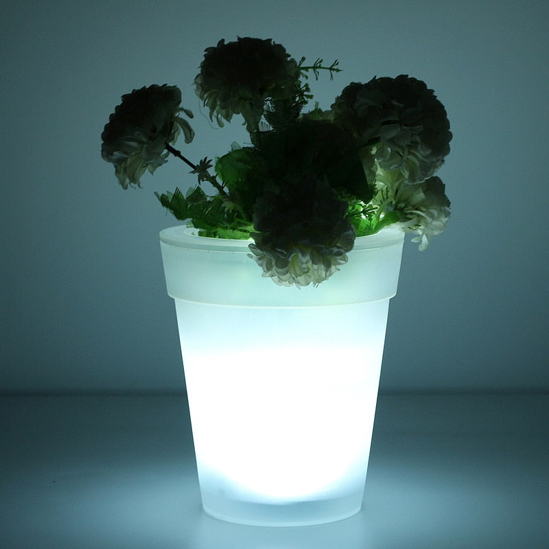 LED Illuminated Planter - Indoor & Outdoor - Wireless Decor - Modern Flower Pot - Image 2