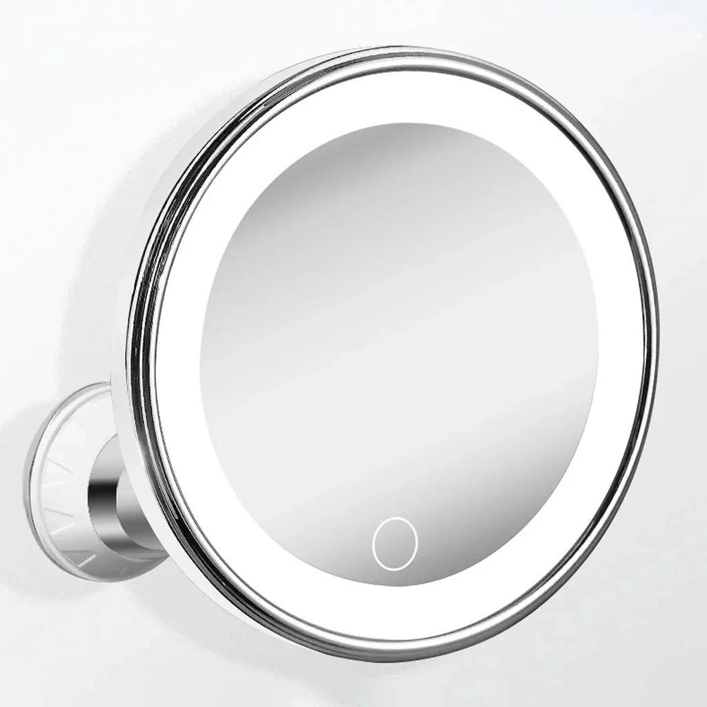 LED Lighted 10X Magnifying Makeup Mirror with Suction Cup and 360° Swivel