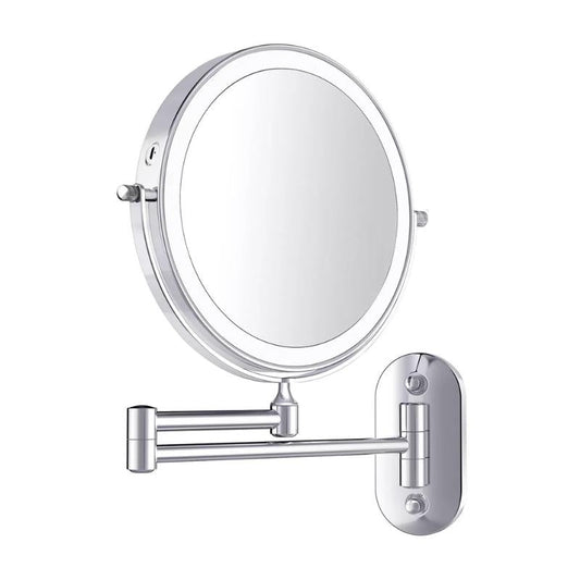 LED Makeup Mirror - Chrome Finish - Double Sided - Swivel Extendable Arm - Image 1