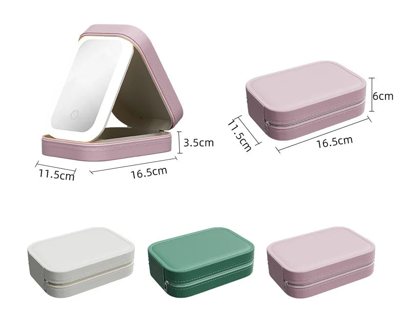 LED Makeup Mirror Box | 3 Light Modes | Organizer & Travel Case | Touch Control | VanityBox