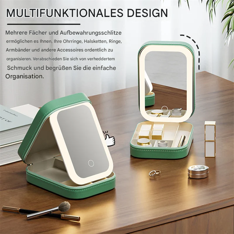 LED Makeup Mirror Box | 3 Light Modes | Organizer & Travel Case | Touch Control | VanityBox
