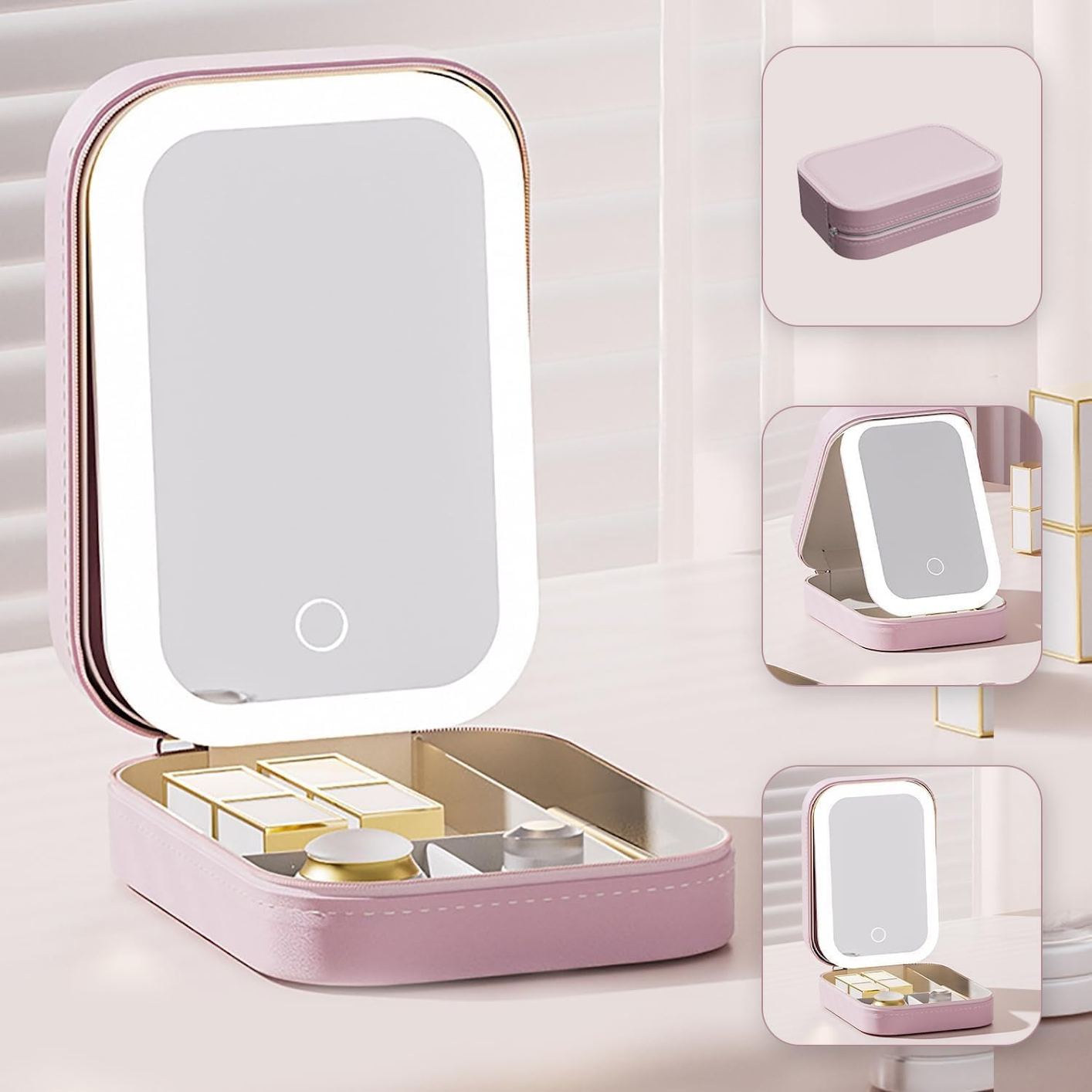 LED Makeup Mirror Box | 3 Light Modes | Organizer & Travel Case | Touch Control | VanityBox