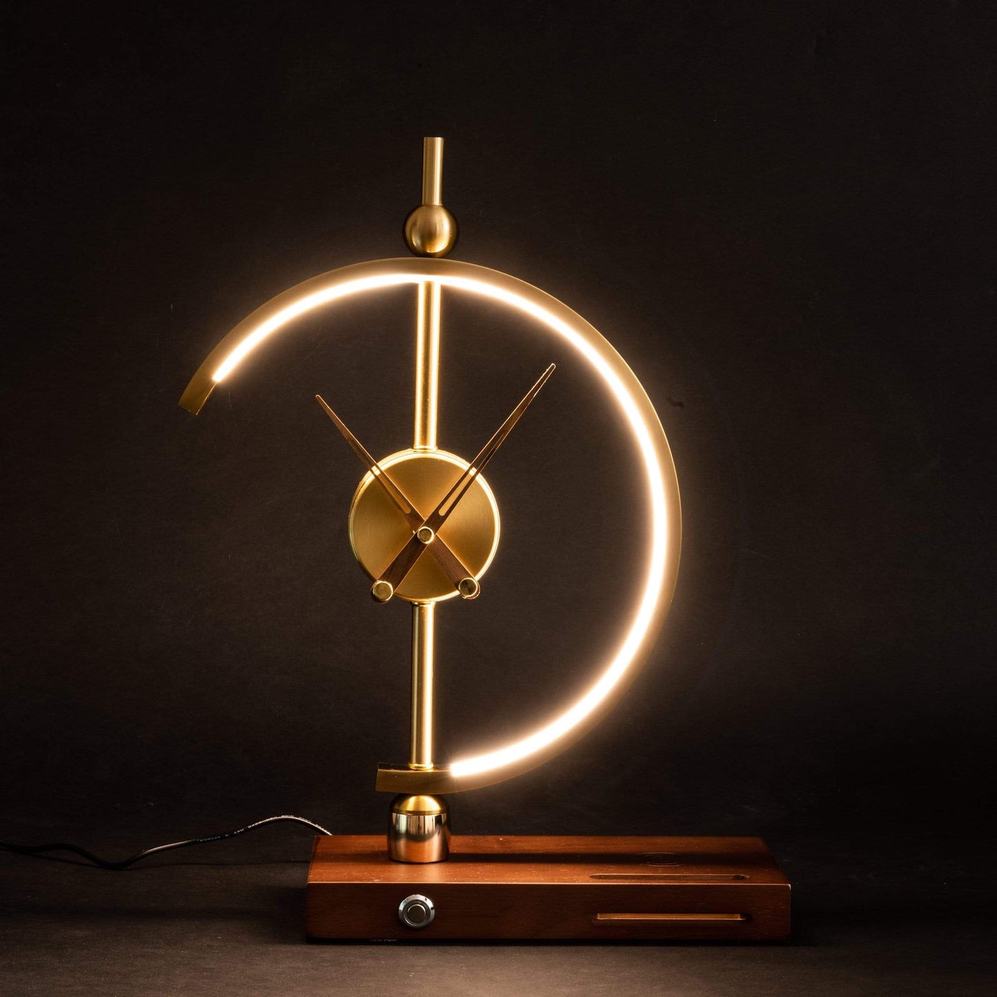 LED Table Lamp with Clock - Modern Gold Finish - Wireless Charging Pad - Image 3