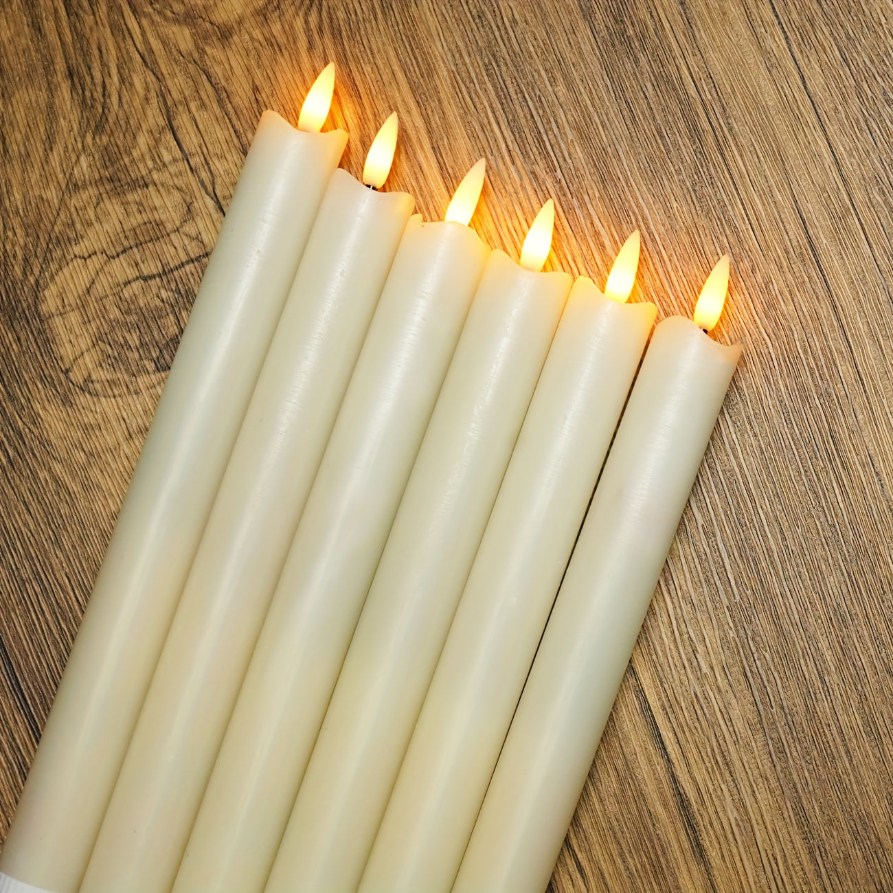 LED Taper Candles - Faux Wax - Flameless - Battery Operated - Remote Control - Set of 6 - Image 3