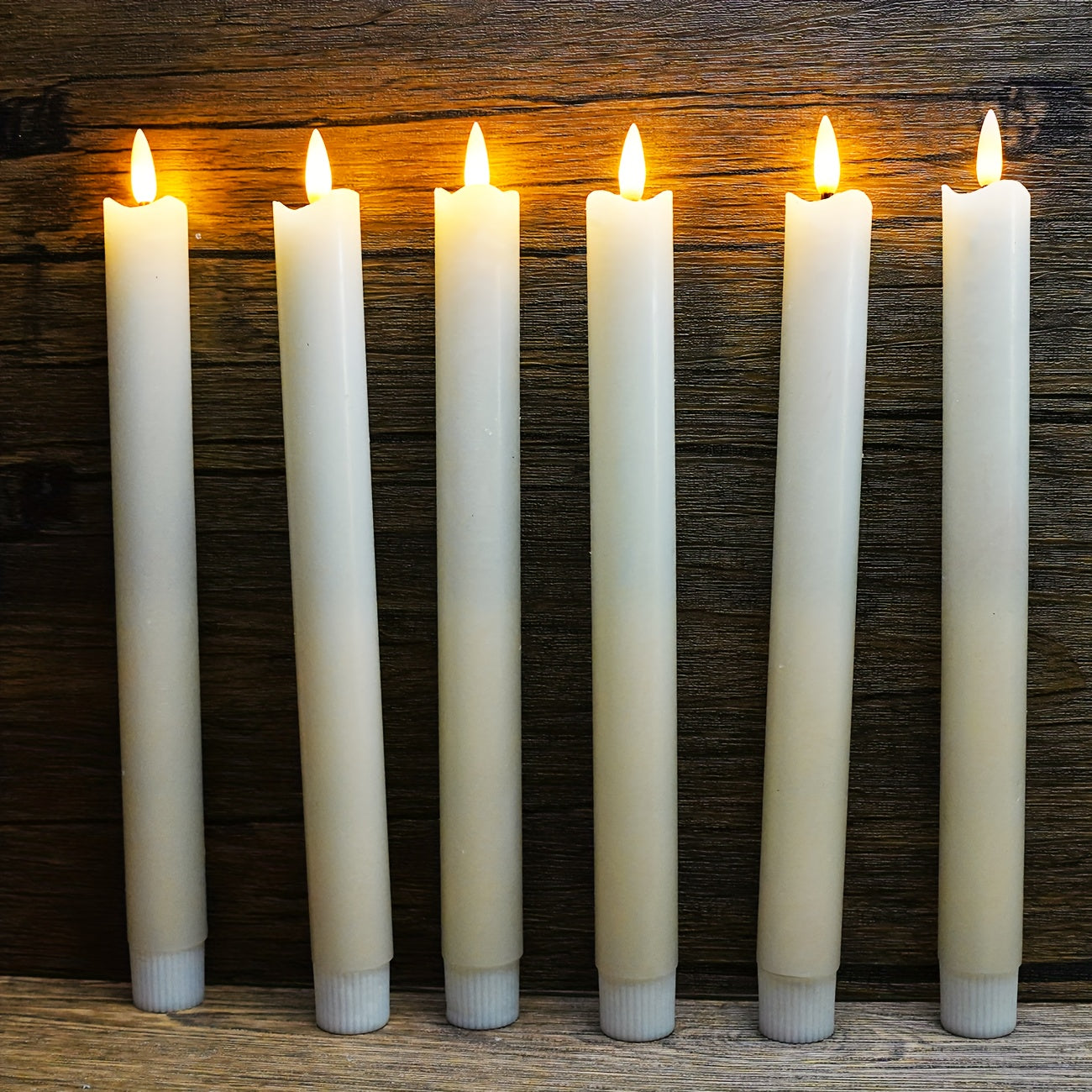 LED Taper Candles - Faux Wax - Flameless - Battery Operated - Remote Control - Set of 6 - Image 4
