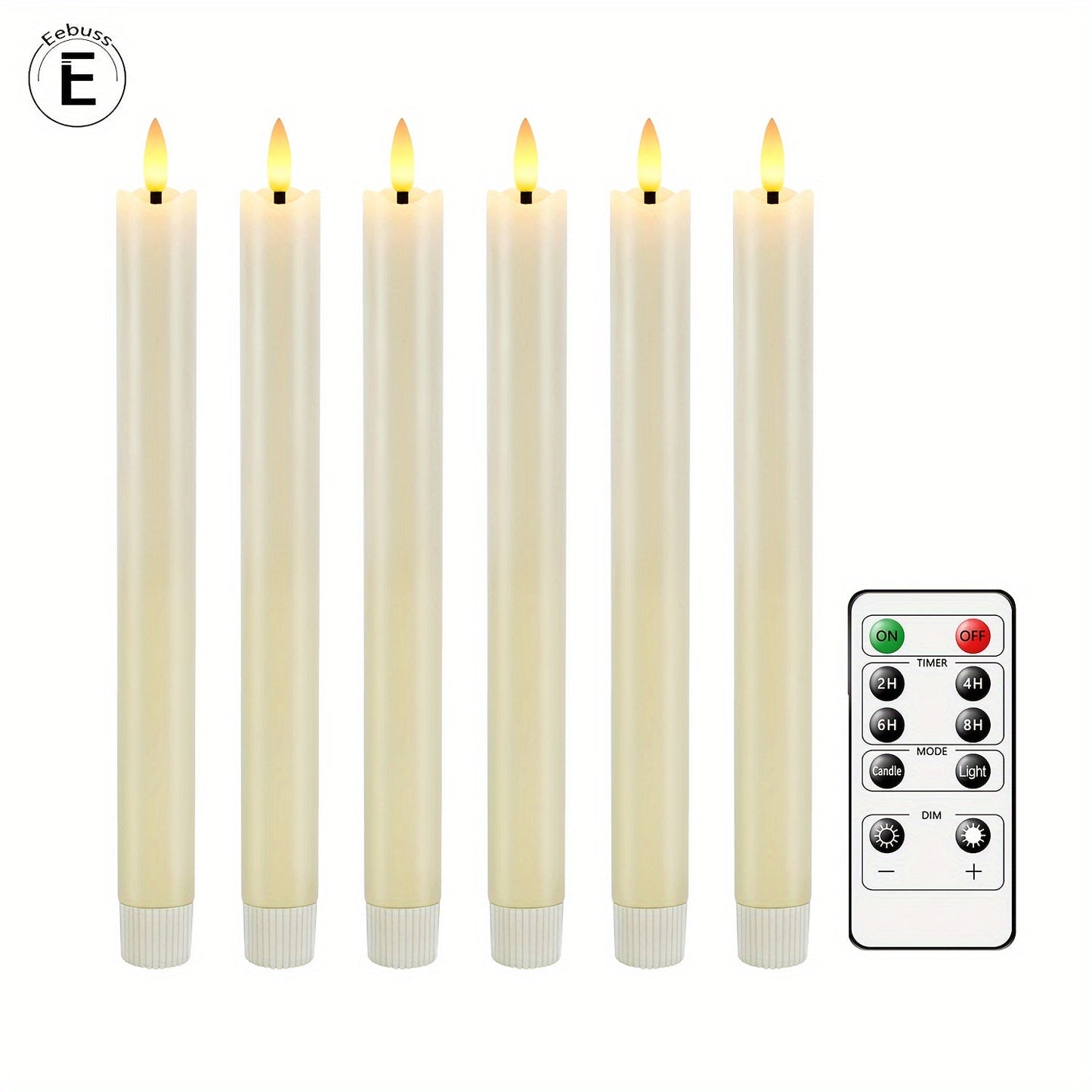 LED Taper Candles - Faux Wax - Flameless - Battery Operated - Remote Control - Set of 6 - Image 5