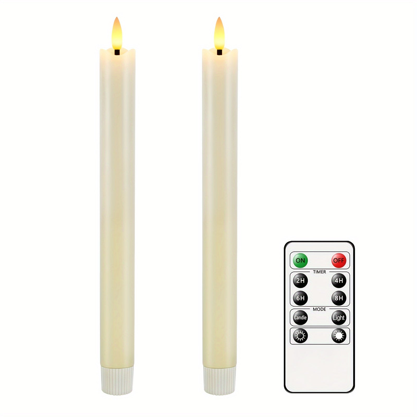 LED Taper Candles - Faux Wax - Flameless - Battery Operated - Remote Control - Set of 6 - Image 6