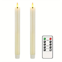 LED Taper Candles - Faux Wax - Flameless - Battery Operated - Remote Control - Set of 6