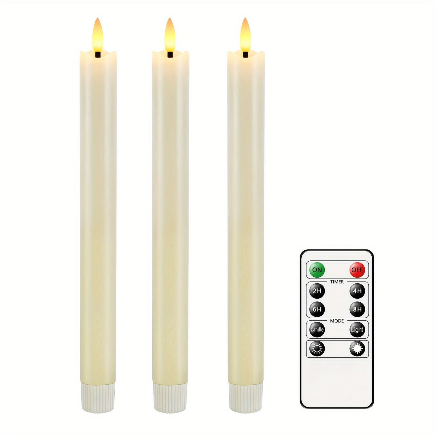 LED Taper Candles - Faux Wax - Flameless - Battery Operated - Remote Control - Set of 6 - Image 7
