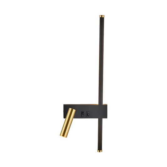 LED Wall Lamp with Reading Light - Modern Minimalist Bedside Lighting - Black & Gold - Image 1