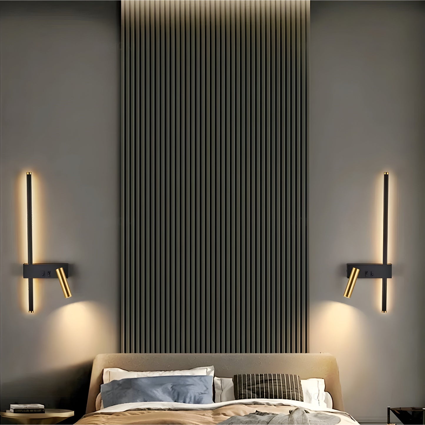 LED Wall Lamp with Reading Light - Modern Minimalist Bedside Lighting - Black & Gold - Image 5
