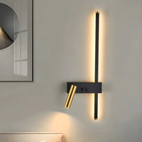 LED Wall Lamp with Reading Light - Modern Minimalist Bedside Lighting - Black & Gold