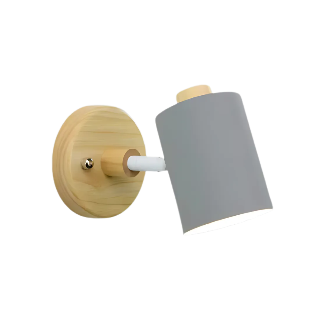 LED Wall Sconce - Wood and Iron - Modern Minimalist Cylinder Wall Light - Image 2