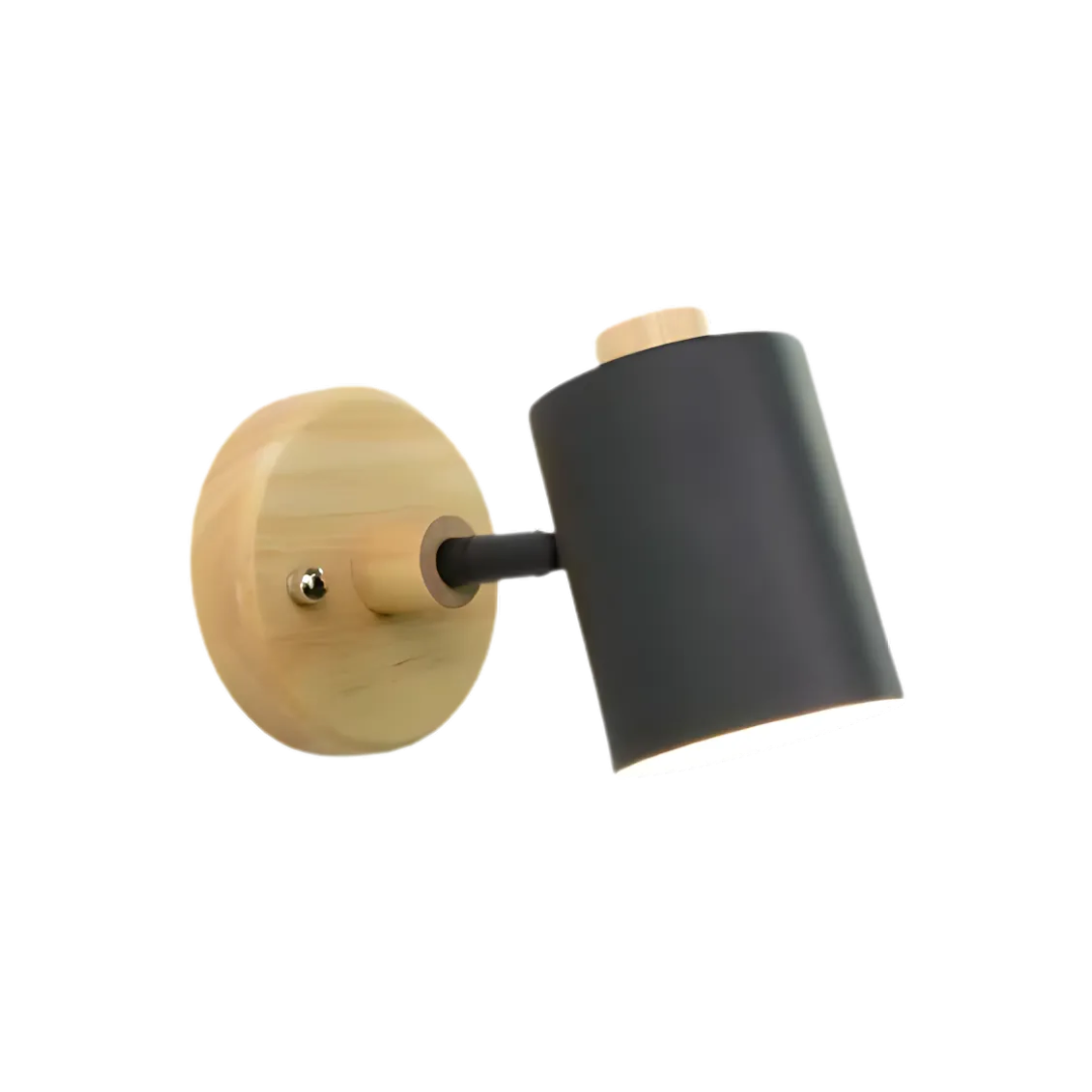 LED Wall Sconce - Wood and Iron - Modern Minimalist Cylinder Wall Light - Image 4
