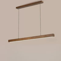 Linear Pendant Light - Modern Wooden Hanging Light - Adjustable LED for Dining Room, Office
