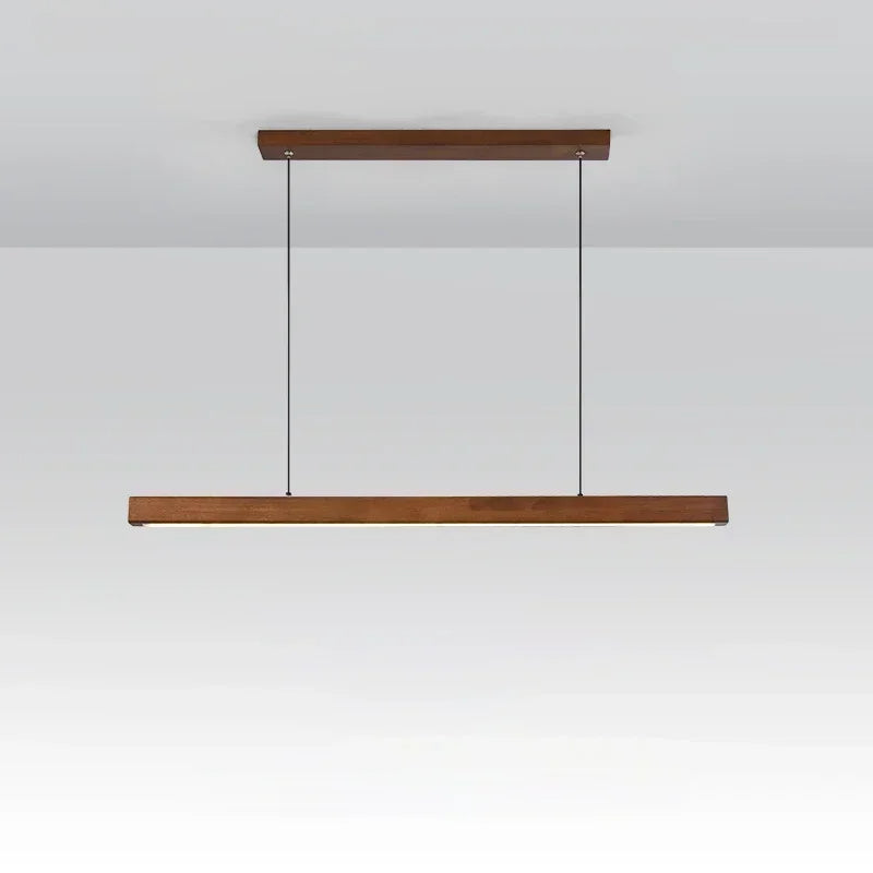 Linear Pendant Light - Modern Wooden Hanging Light - Adjustable LED for Dining Room, Office - Image 4