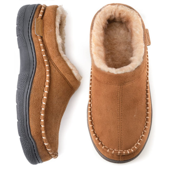 Lined Men's Slippers With a Sturdy Sole