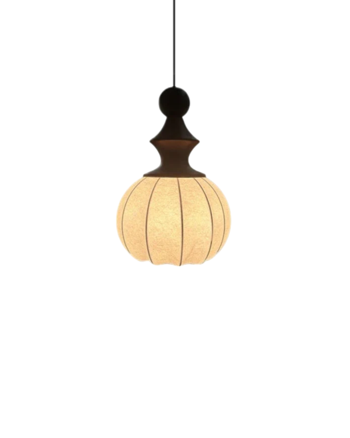 Linen Pendant Light - Modern Style Hanging Lamp with Wood Accents - Living & Dining Room Lighting - Image 6