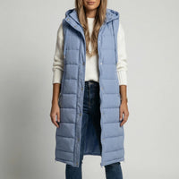 Long Sleeveless Hooded Puffer Vest