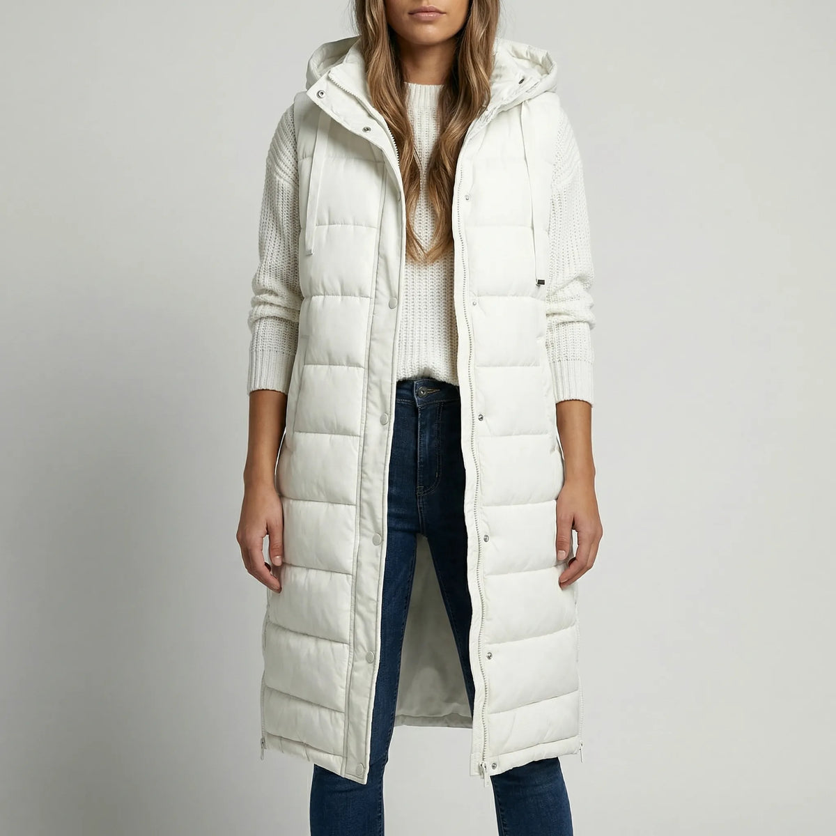 Long Sleeveless Hooded Puffer Vest
