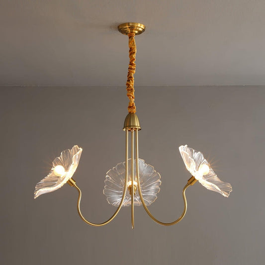 Lotus Flower Glass Pendant Light - Gold Finish - Modern Dining Room Lighting - Image 1
