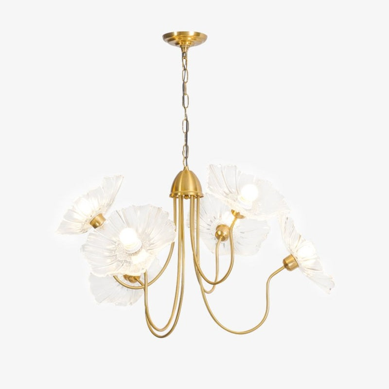 Lotus Flower Glass Pendant Light - Gold Finish - Modern Dining Room Lighting - Image 2