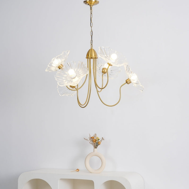 Lotus Flower Glass Pendant Light - Gold Finish - Modern Dining Room Lighting - Image 4