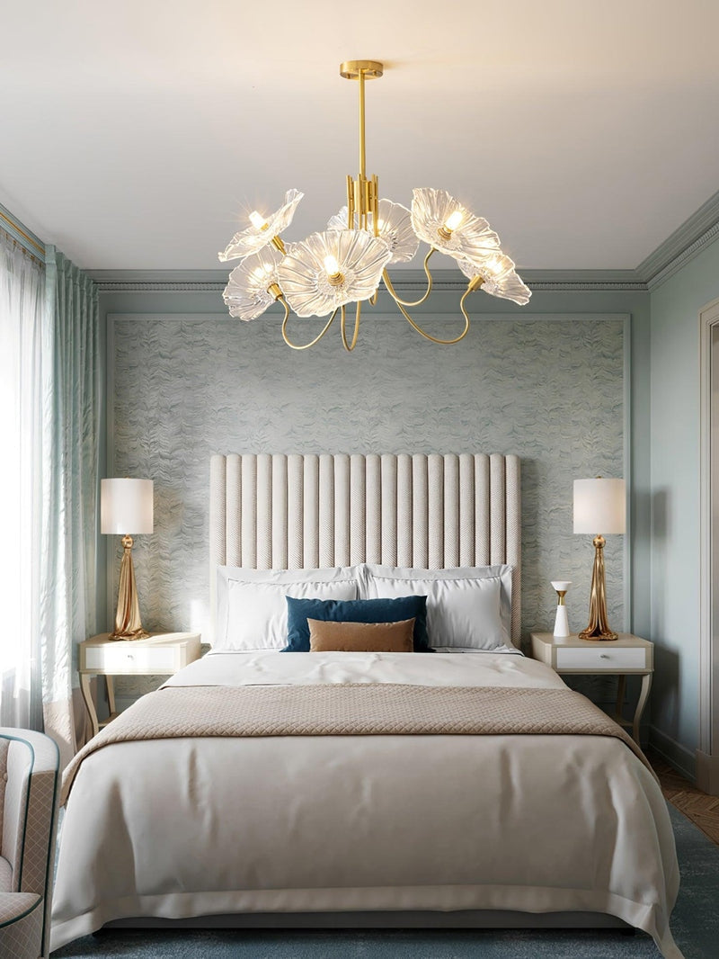 Lotus Flower Glass Pendant Light - Gold Finish - Modern Dining Room Lighting - Image 5
