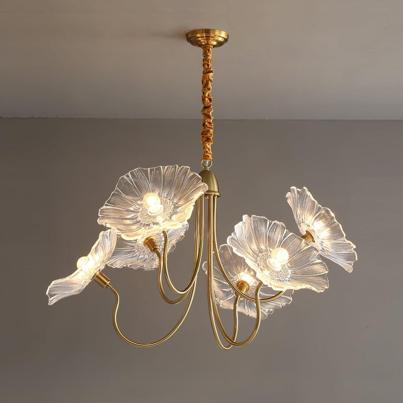 Lotus Flower Glass Pendant Light - Gold Finish - Modern Dining Room Lighting - Image 6