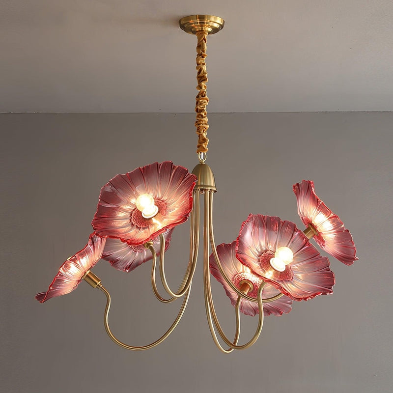 Lotus Flower Glass Pendant Light - Gold Finish - Modern Dining Room Lighting - Image 7