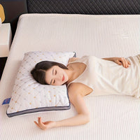 Luxe White Pillow - Geometric Design - Neck Support - Comfort Cushion