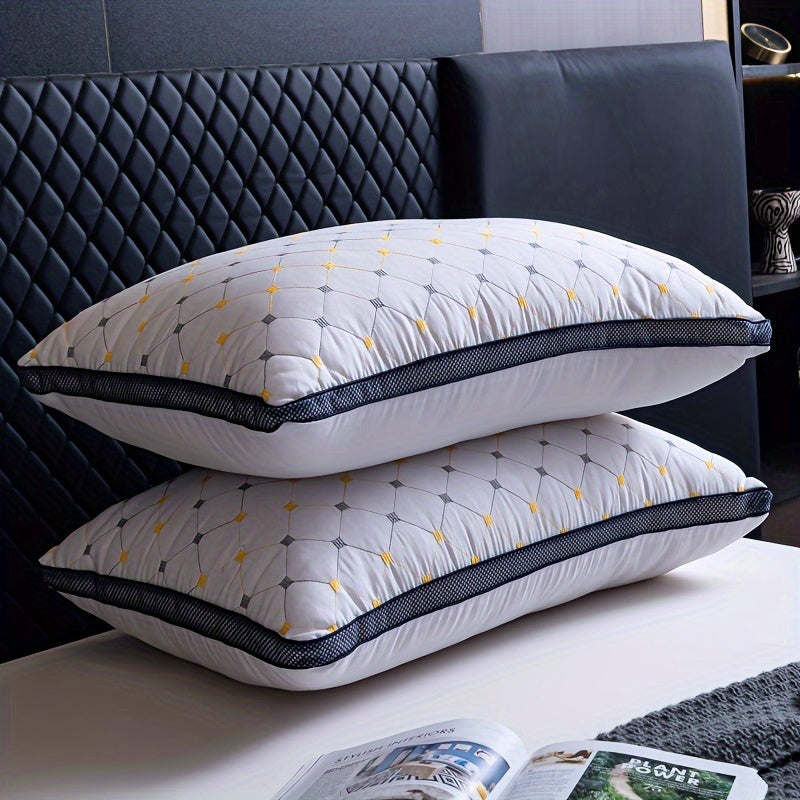 Luxe White Pillow - Geometric Design - Neck Support - Comfort Cushion - Image 2