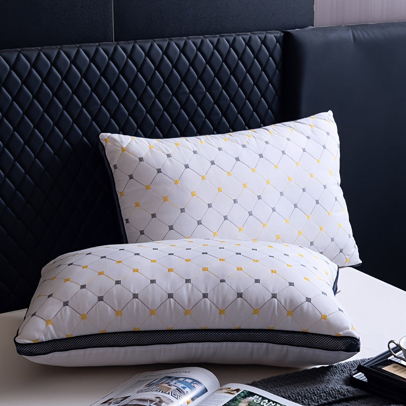 Luxe White Pillow - Geometric Design - Neck Support - Comfort Cushion - Image 3