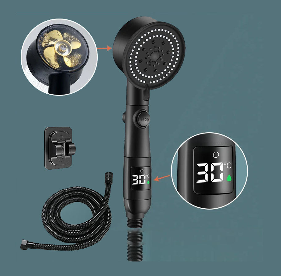 LuxShower 5-Mode High Pressure Shower Head with Smart LED Temperature Display