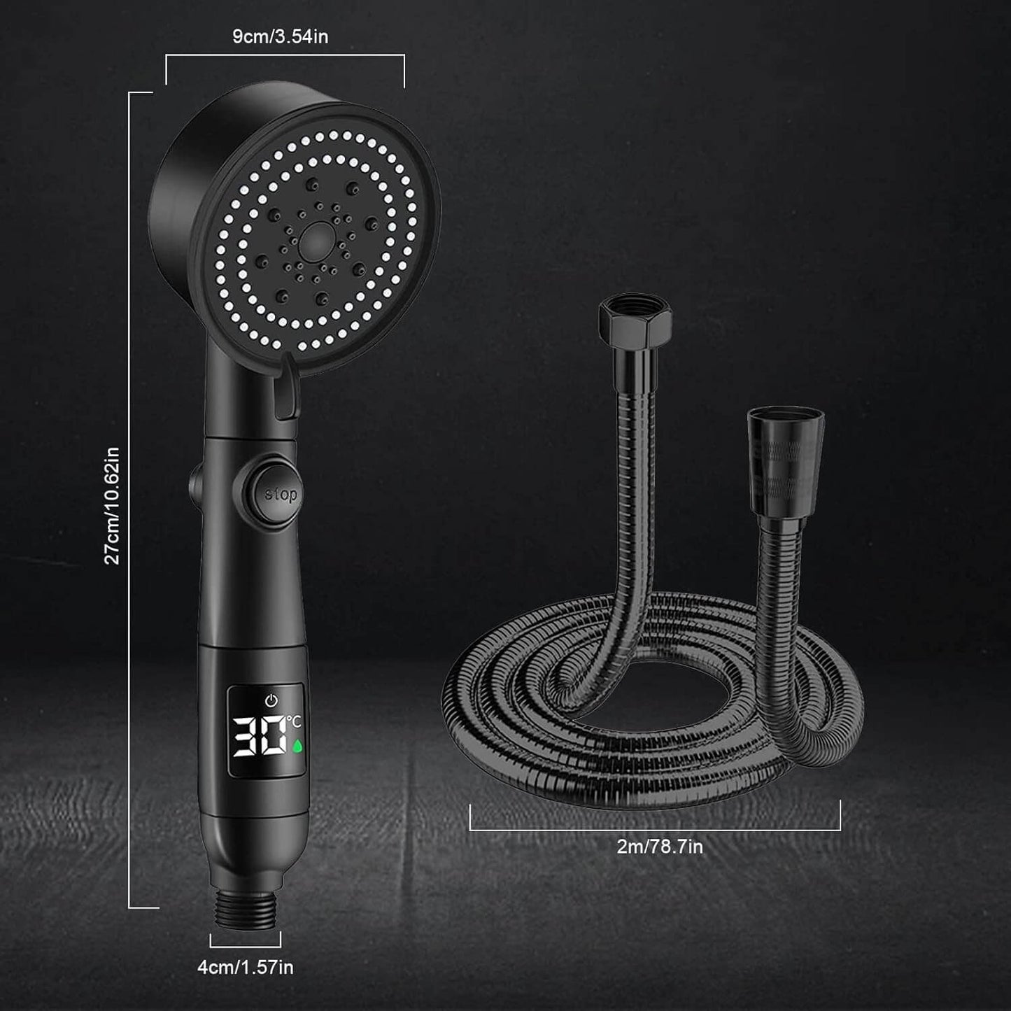 LuxShower 5-Mode High Pressure Shower Head with Smart LED Temperature Display