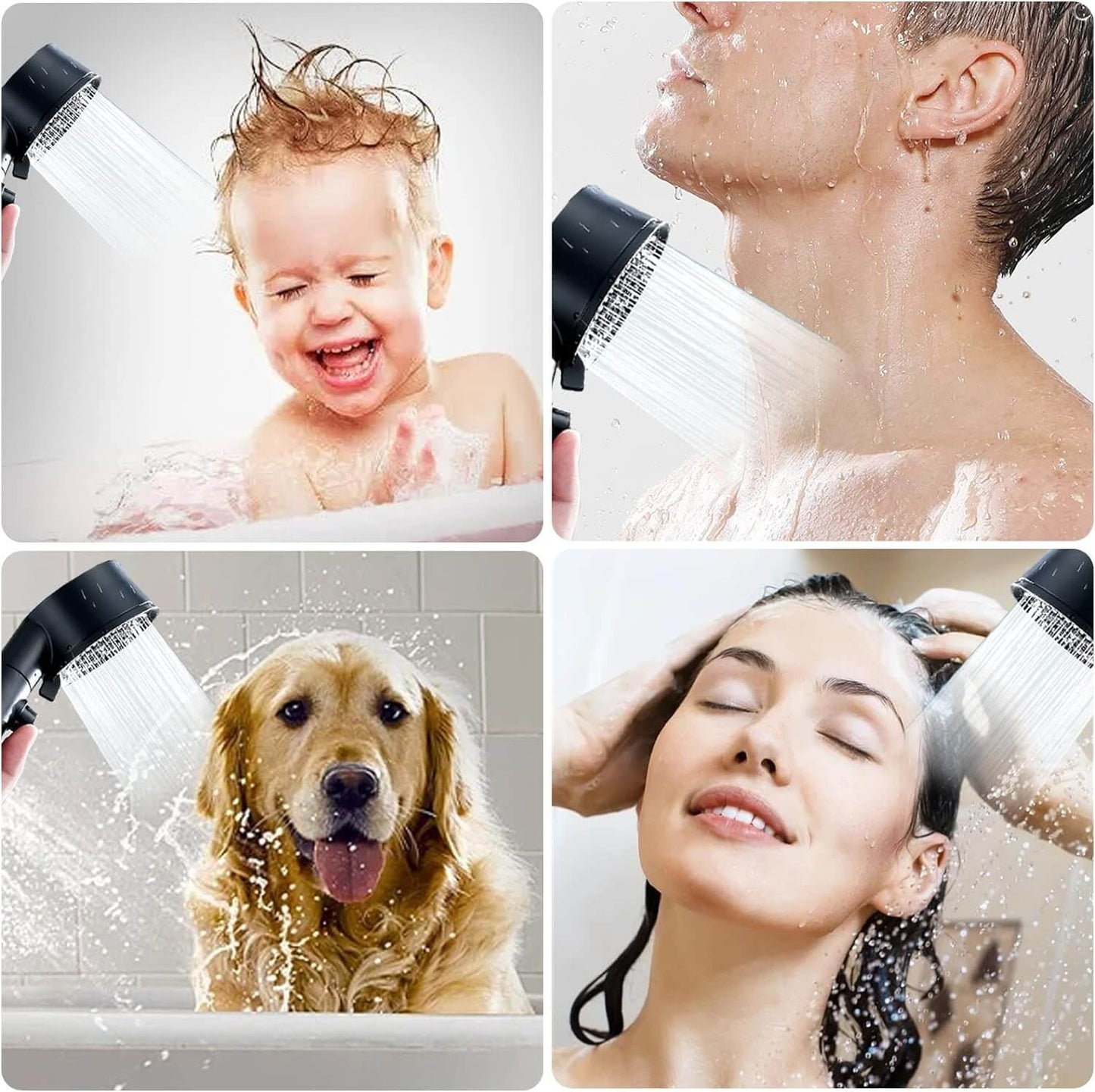 LuxShower 5-Mode High Pressure Shower Head with Smart LED Temperature Display