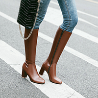 Luxurious Vegan Leather Zip Boots