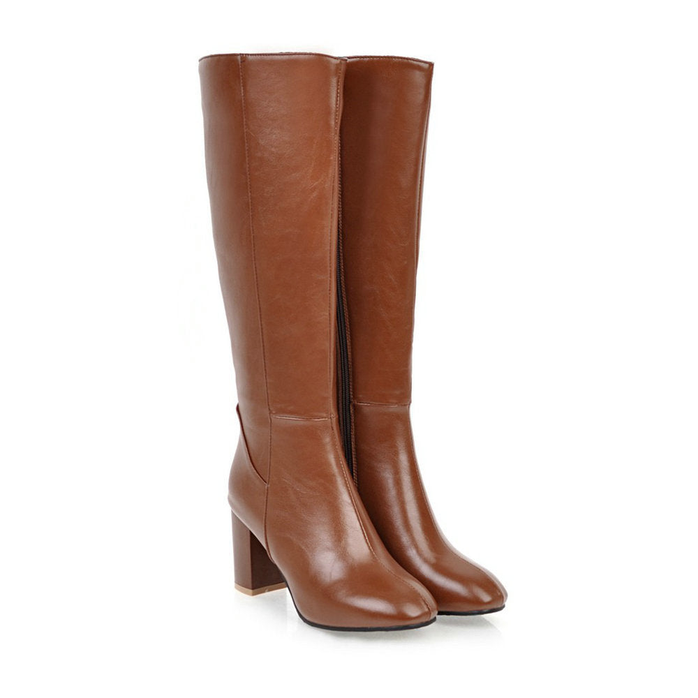 Luxurious Vegan Leather Zip Boots