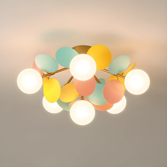 Macaron Style Glass Globe Ceiling Light - Modern Flush Mount Lamp - Stylish Lighting - Image 1