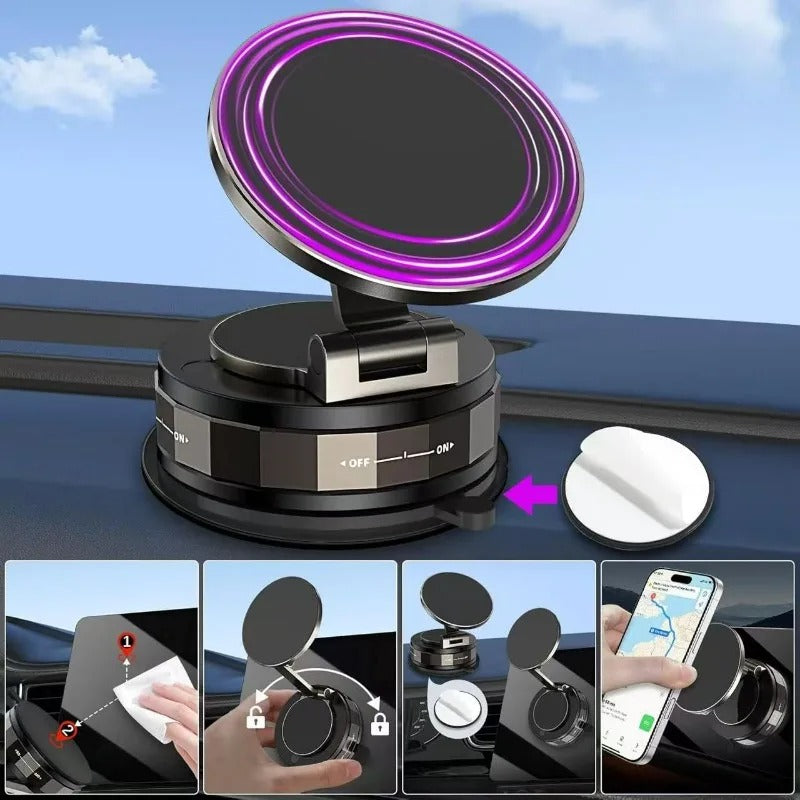 Magnetic Suction Cup - Extendable 360° Phone Holder with Vacuum Lock