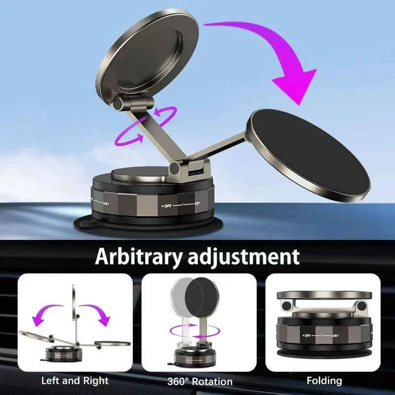 Magnetic Suction Cup - Extendable 360° Phone Holder with Vacuum Lock