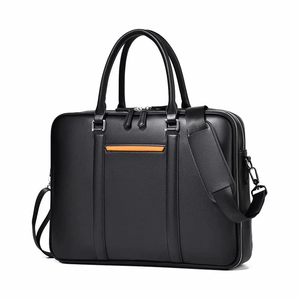 Manhattan Leather Business Laptop Briefcase Crossbody Handbag