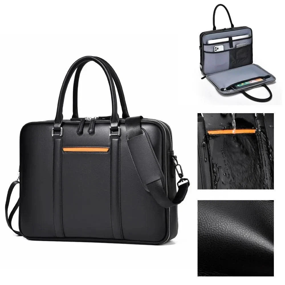 Manhattan Leather Business Laptop Briefcase Crossbody Handbag