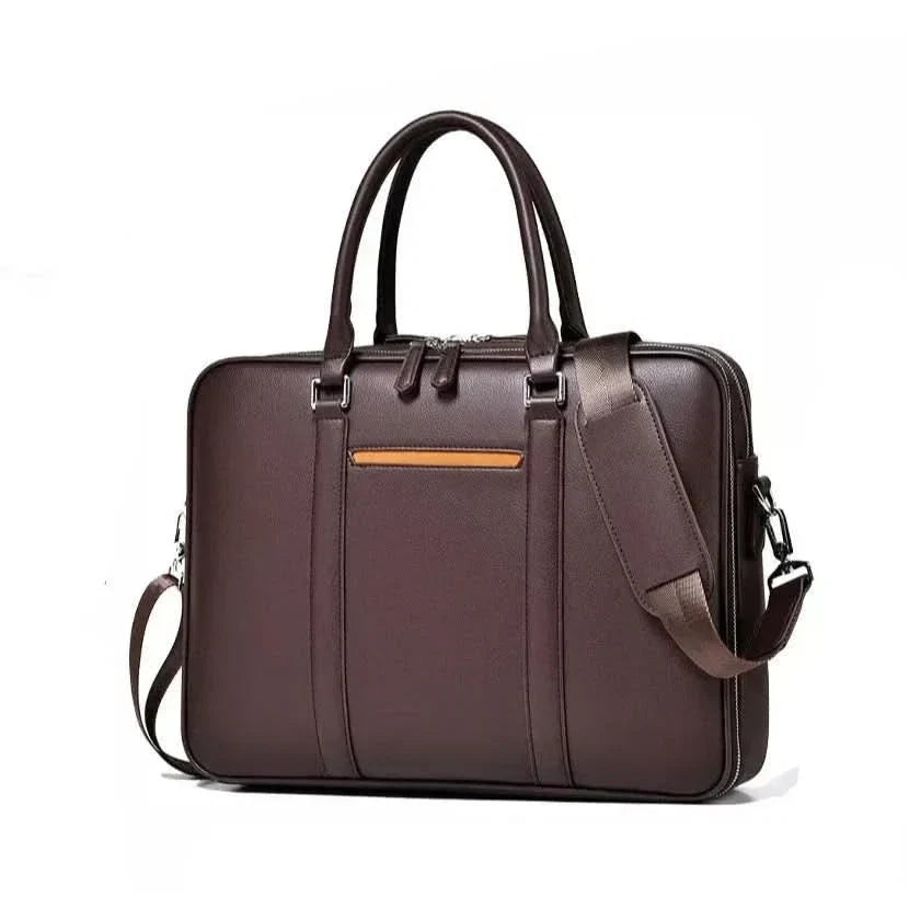 Manhattan Leather Business Laptop Briefcase Crossbody Handbag