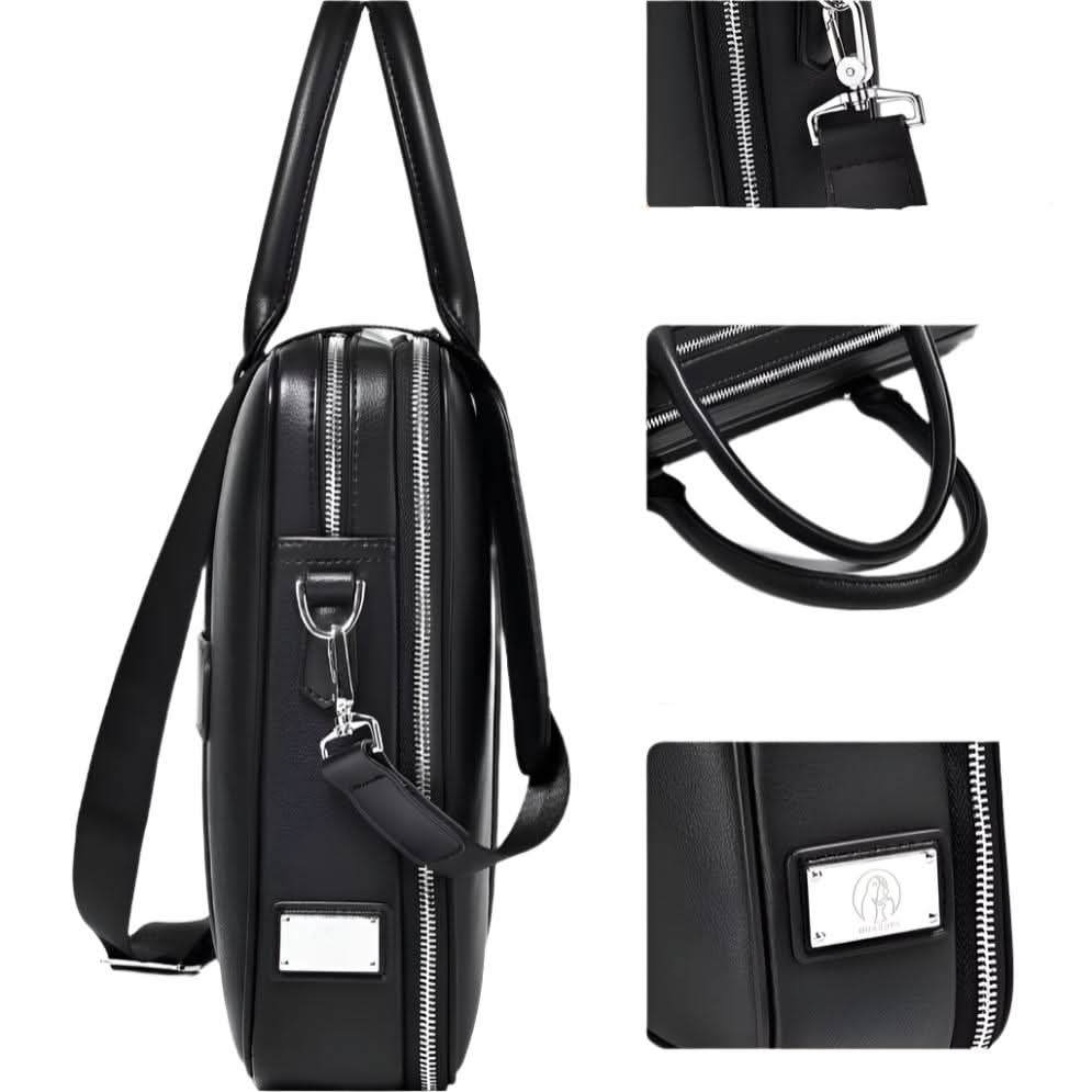 Manhattan Leather Business Laptop Briefcase Crossbody Handbag